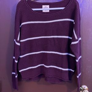Hollister Maroon White Striped Sweater!